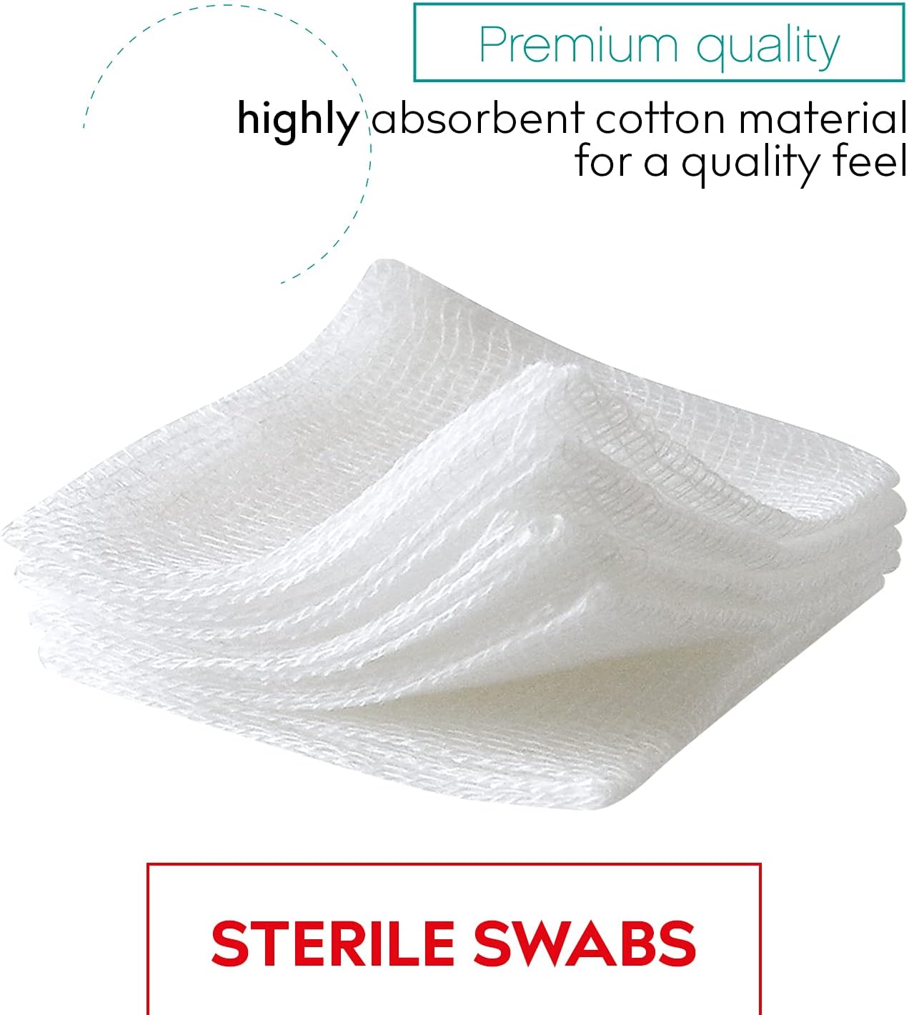 Detalle de Medrull Mulltupfer Steril 10 × 10 cm – Nicht klebende Wundauflagen, 8‑lagig, extra saugfähig, 100 Stück (in 20 Papierbeuteln)