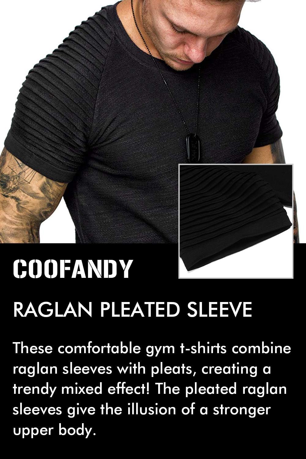 Thumbnail 4 de COOFANDY Muscle T-Shirt with Pleated Sleeves