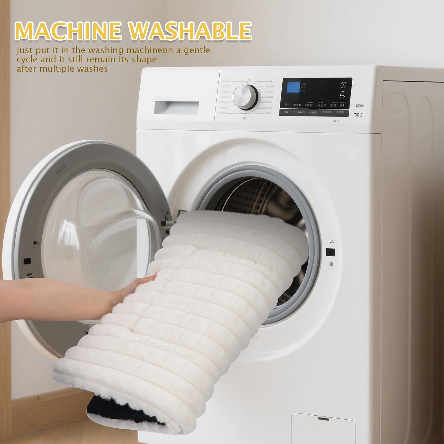 Detalle 2 de BVAGSS Flauschiges orthopädisches Hundebett XH082 (75x50 cm, weiß) – waschbar & rutschfest