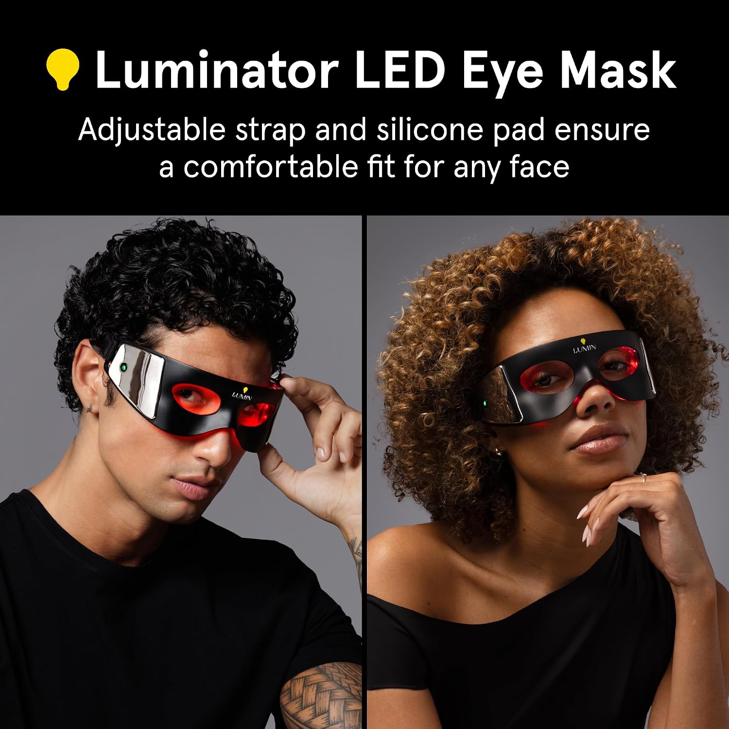 Detalle de Luminator LED Eye Mask for Men and Women (Red Light Therapy) — 3 Minutes a Day for Dark Circles & Wrinkles