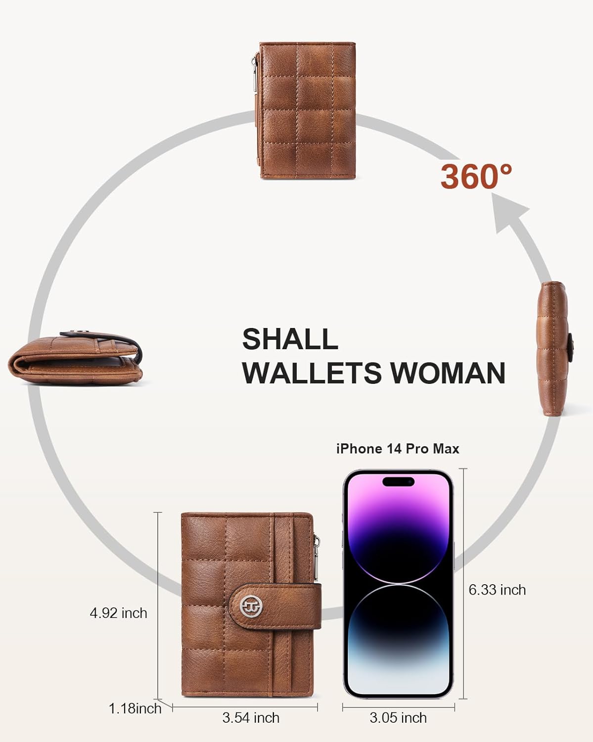 Detalle de BOSTANTEN Small Wallet for Women: PU Leather RFID Blocking Card Holder with Zip Coin Pocket