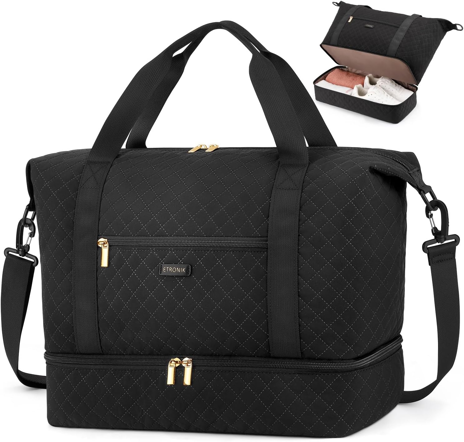 Detalle de ETRONIK Reisetasche Damen Ryanair Handgepäck 40×30×20 cm – wasserdicht, mit Schuhfach und vielseitiger Innenaufteilung