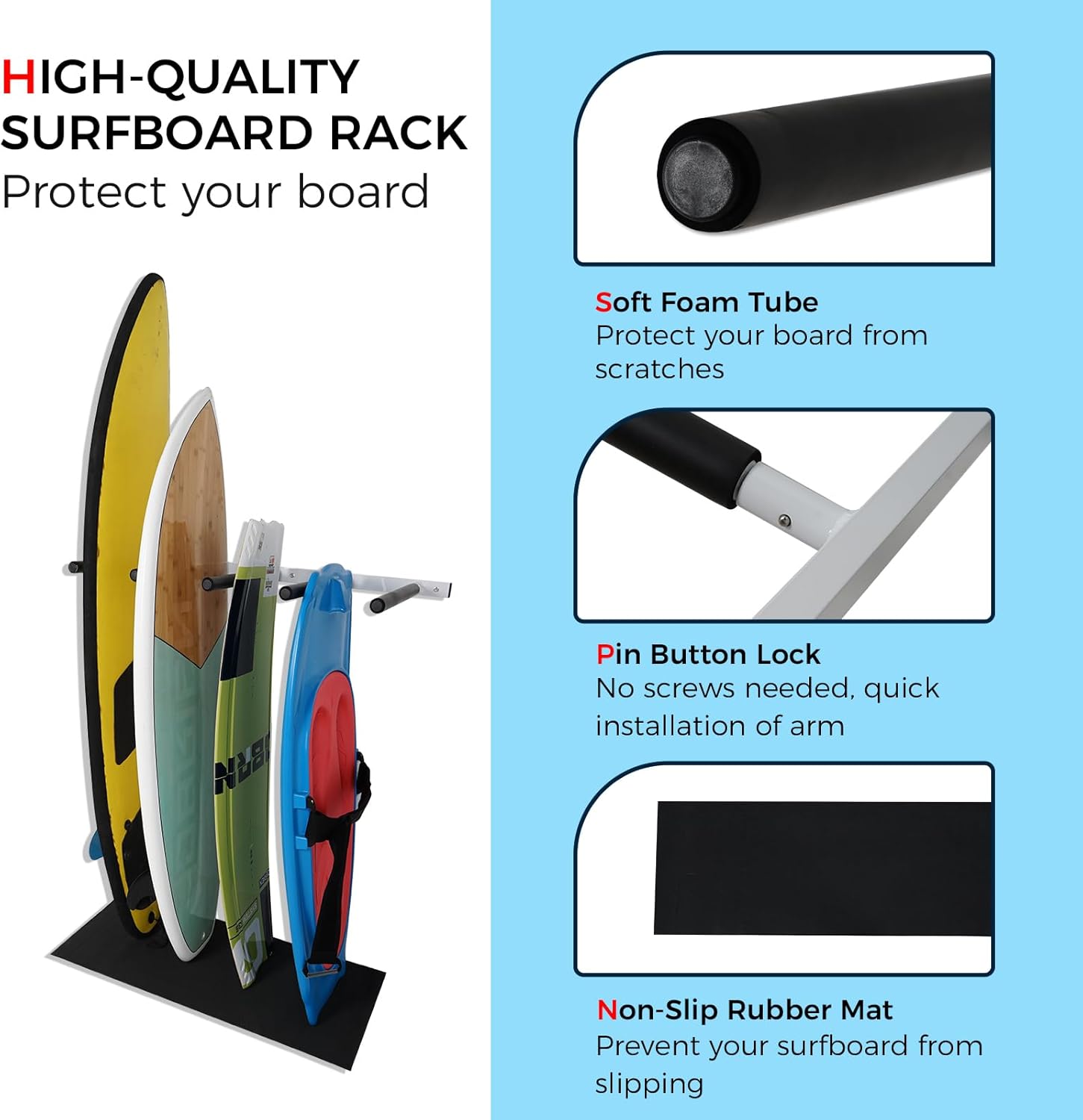Thumbnail 2 de LINGVUM Vertical Wall Rack for Surfboards ⚓