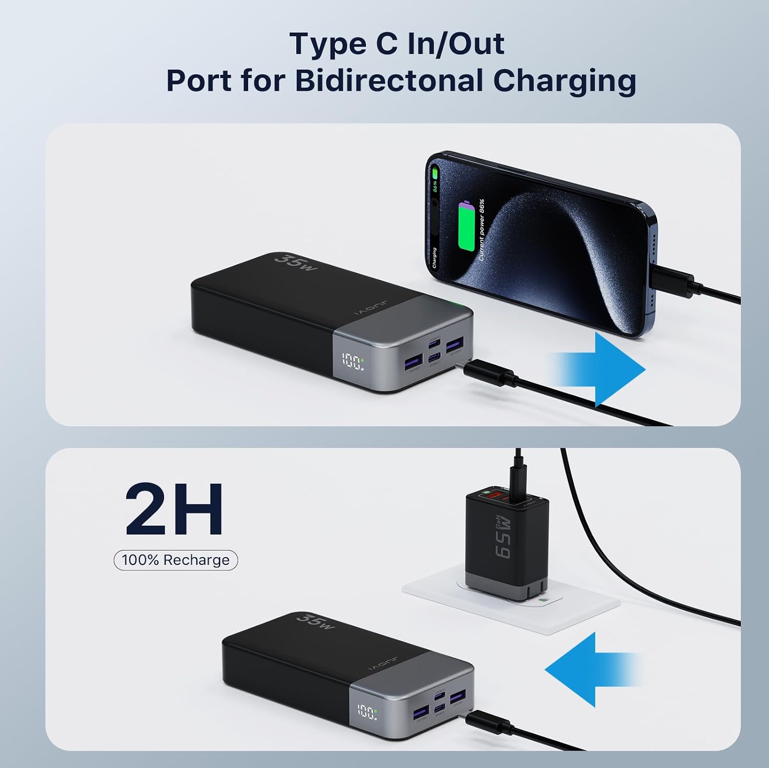 Thumbnail 2 de JUOVI Chargeur Portable 20000mAh 35W : Charging rapide et polyvalence pour smartphones et accessoires