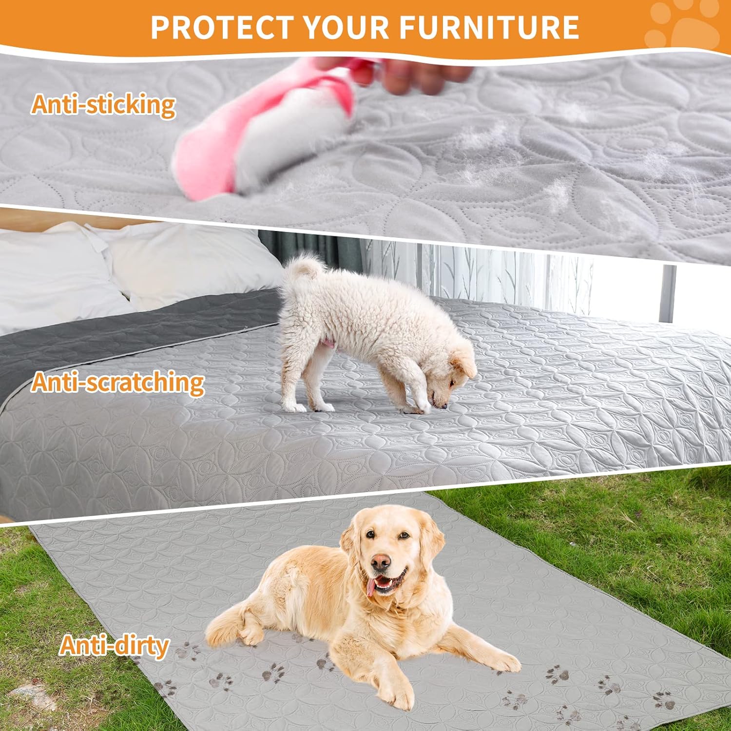 Thumbnail 5 de PICK FOR LIFE Waterproof Dog Blanket For Bed (157×208cm) – Reversible TPU Lined, Washable Anti-Scratch Cover