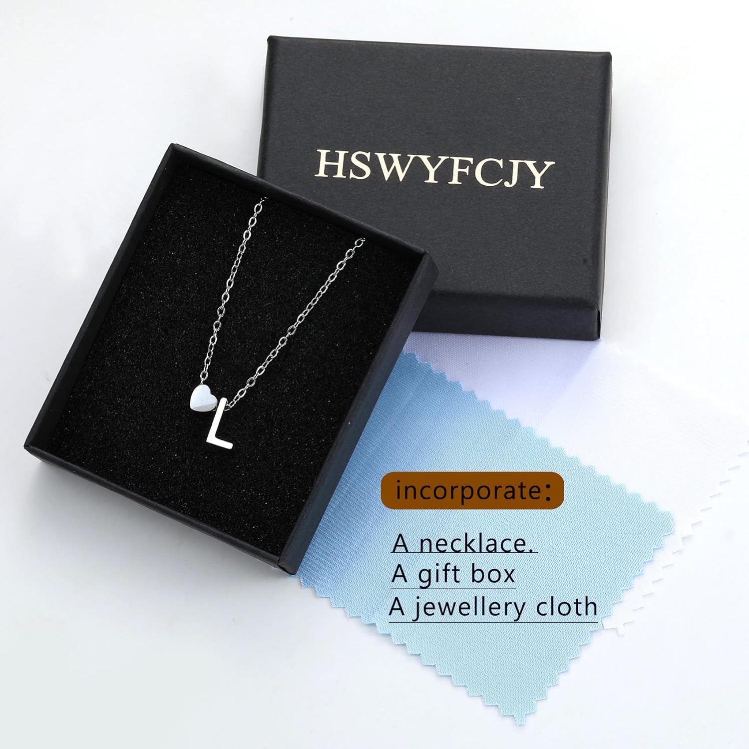 Thumbnail 6 de HSWYFCJY Halskette Damen Silber Gold Herz mit Initialen – 316L Edelstahl, verstellbar 45+5 cm