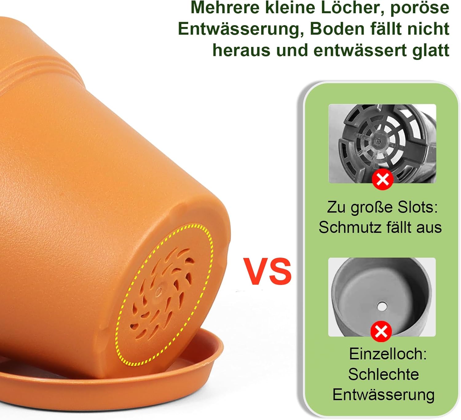 Thumbnail 2 de Homeuouz 8er-Set Blumentöpfe Ø10 cm mit Untersetzer – robustes Kunststoff-Set für Innen & Balkon
