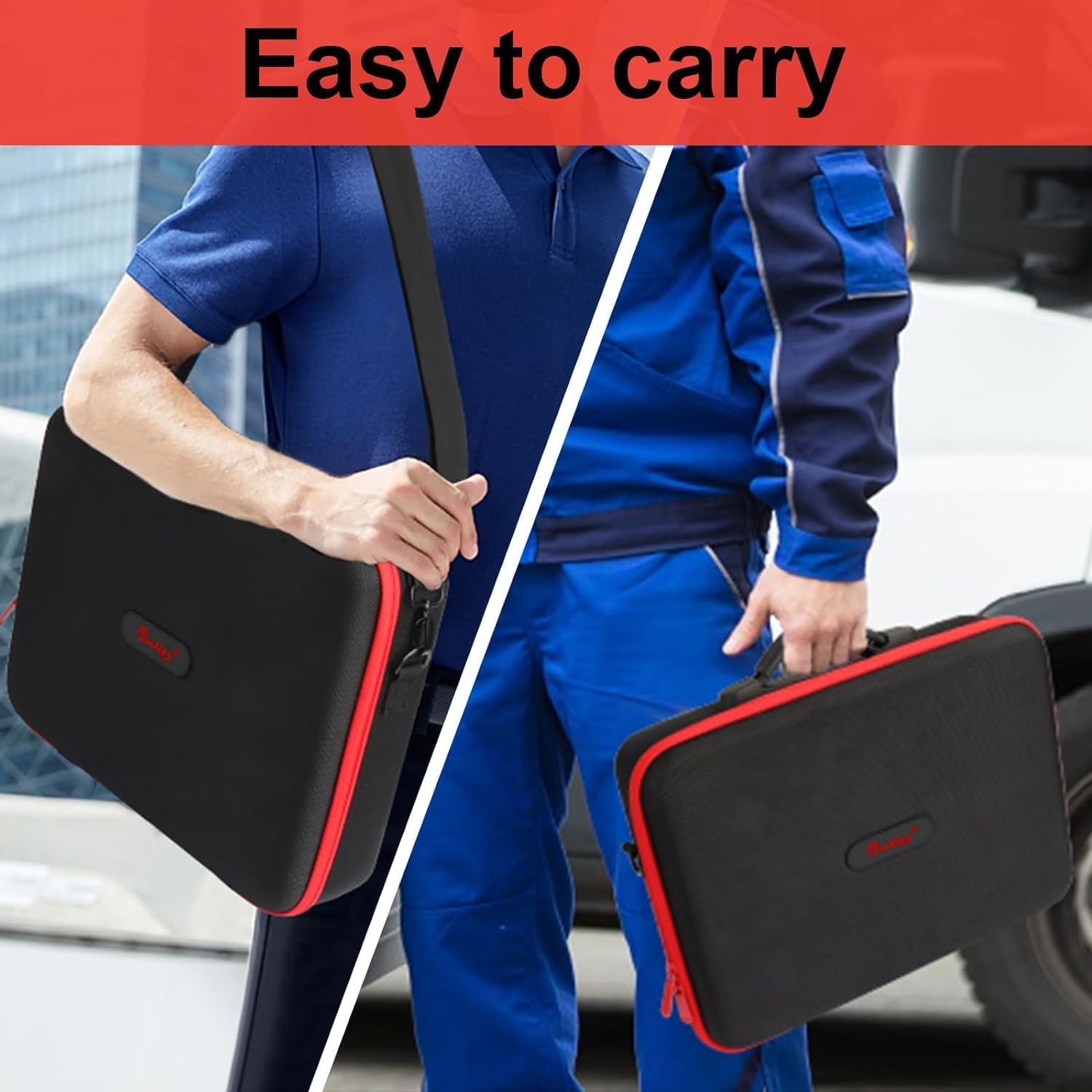 Detalle 2 de Powarobor Battery Storage Case, Red Size L, with 10 Adjustable Dividers