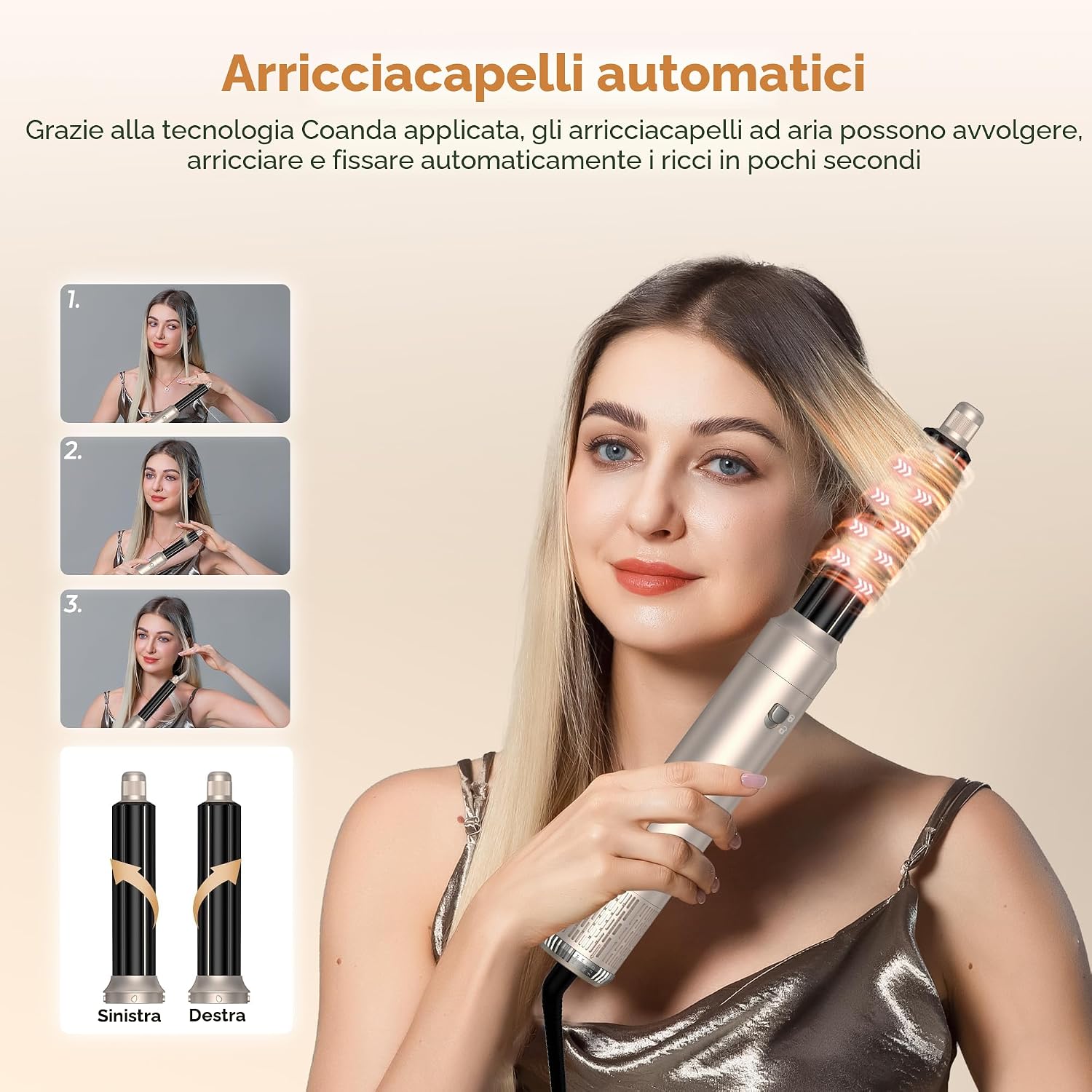 Detalle de UKLISS Hairstyler Airstyler 6 in 1: set spazzole per asciugacapelli con aria - Oro