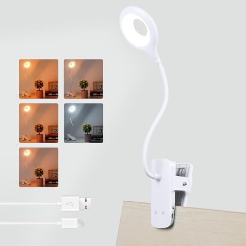 Detalle de Akynite 3W Rechargeable Clip Lamp: Flexible 360° Bedside Reading Light