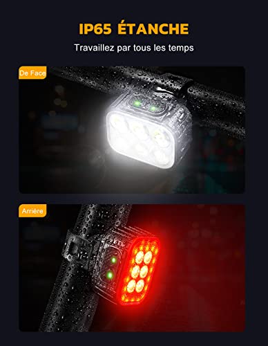 Detalle de CIRYCASE Lumiere Lumière Velo Lumiere Velo Lumière Velo Lumière Lumiere Velo avec Spot et Faisceau d'Inondation, 2×4 + 2×6 Modes