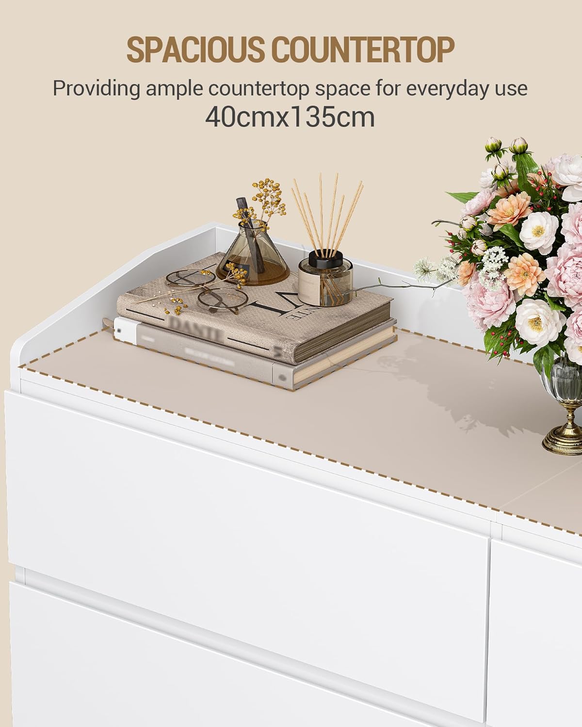 Thumbnail 3 de Hzuaneri Commode 138 cm, 6 Tiroirs — rangement élégant et pratique pour salon ou chambre