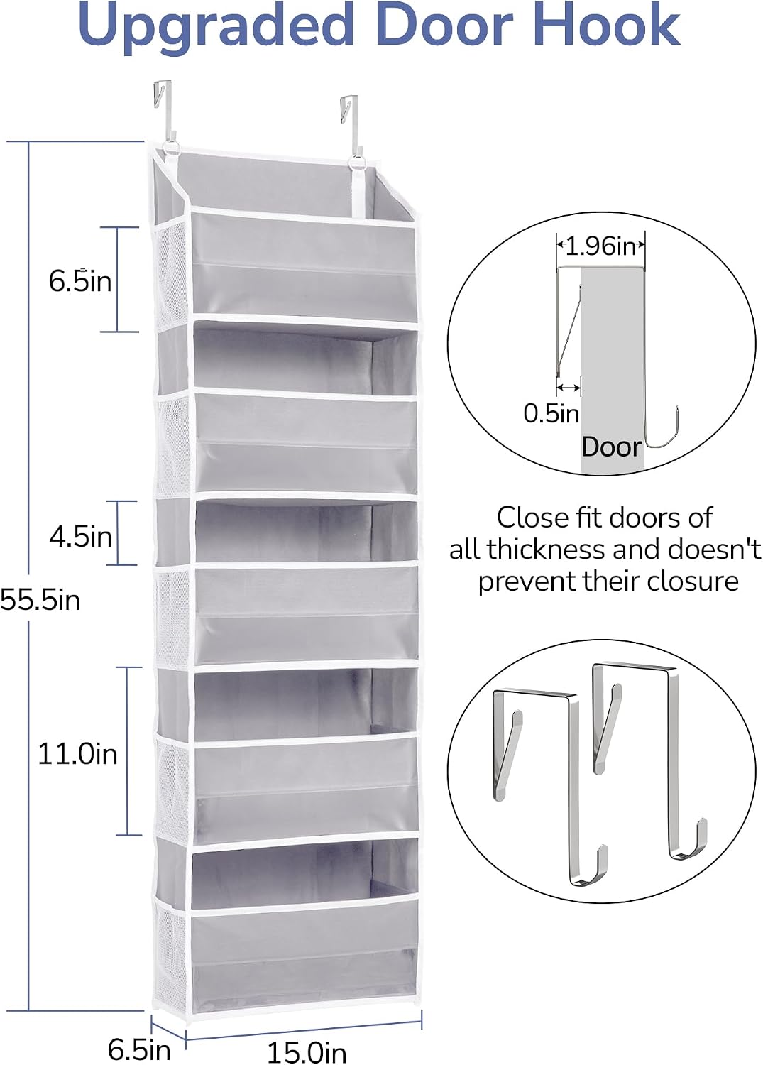 Thumbnail 6 de ULG Over Door Organizer 5 Large Pockets 44 lb