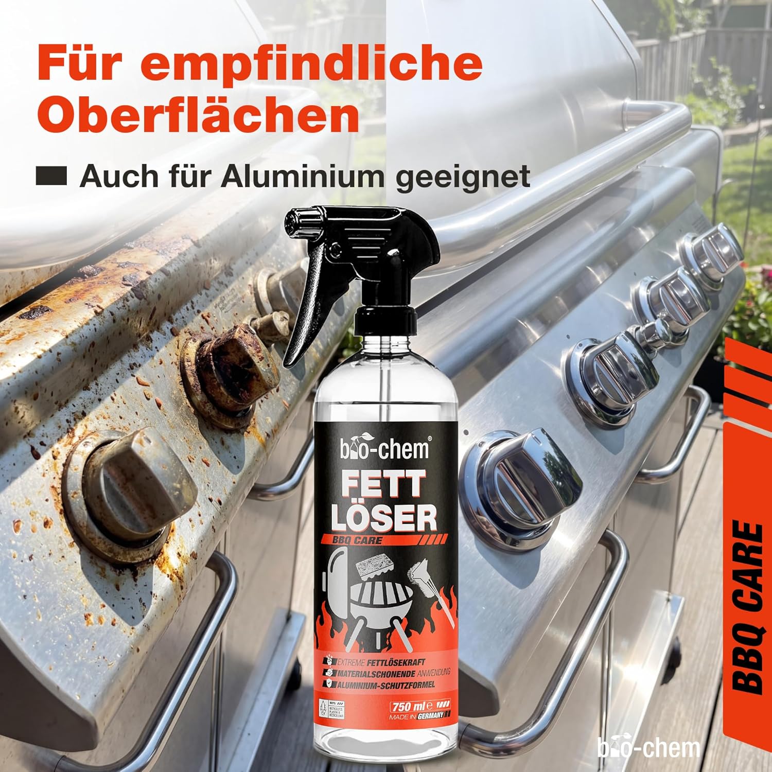 Thumbnail 4 de bio-chem Grillreiniger Set 3-teilig: Fettlöser, Rauchharz-Entferner & Öl-Spray für Gasgrill, Backofen und Edelstahl