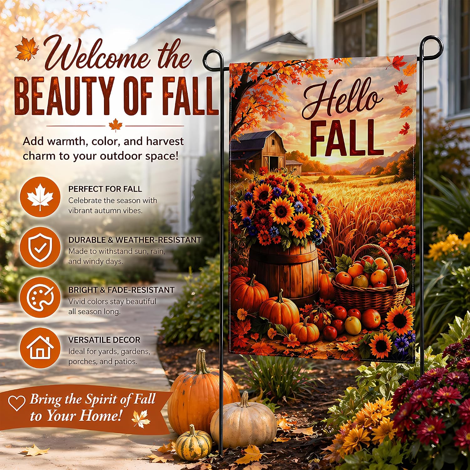 Detalle de Hello Fall Garden Flag, 12 x 18 Inches