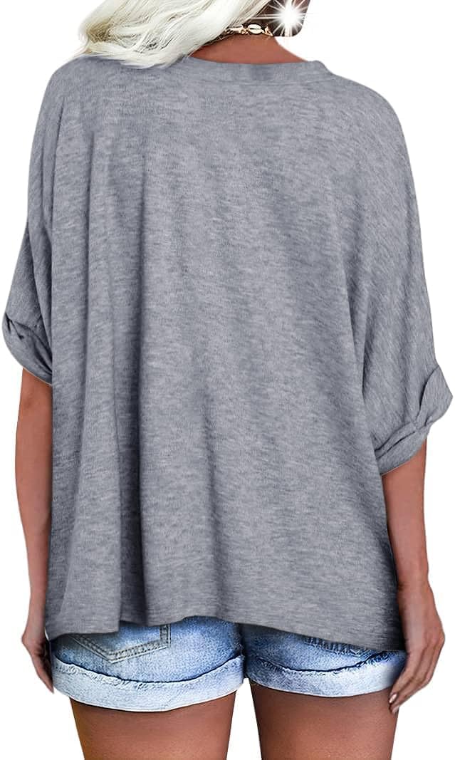 Thumbnail 1 de UNCLECAT Women's V Neck Oversized T-Shirt (Summer, Short Sleeve)