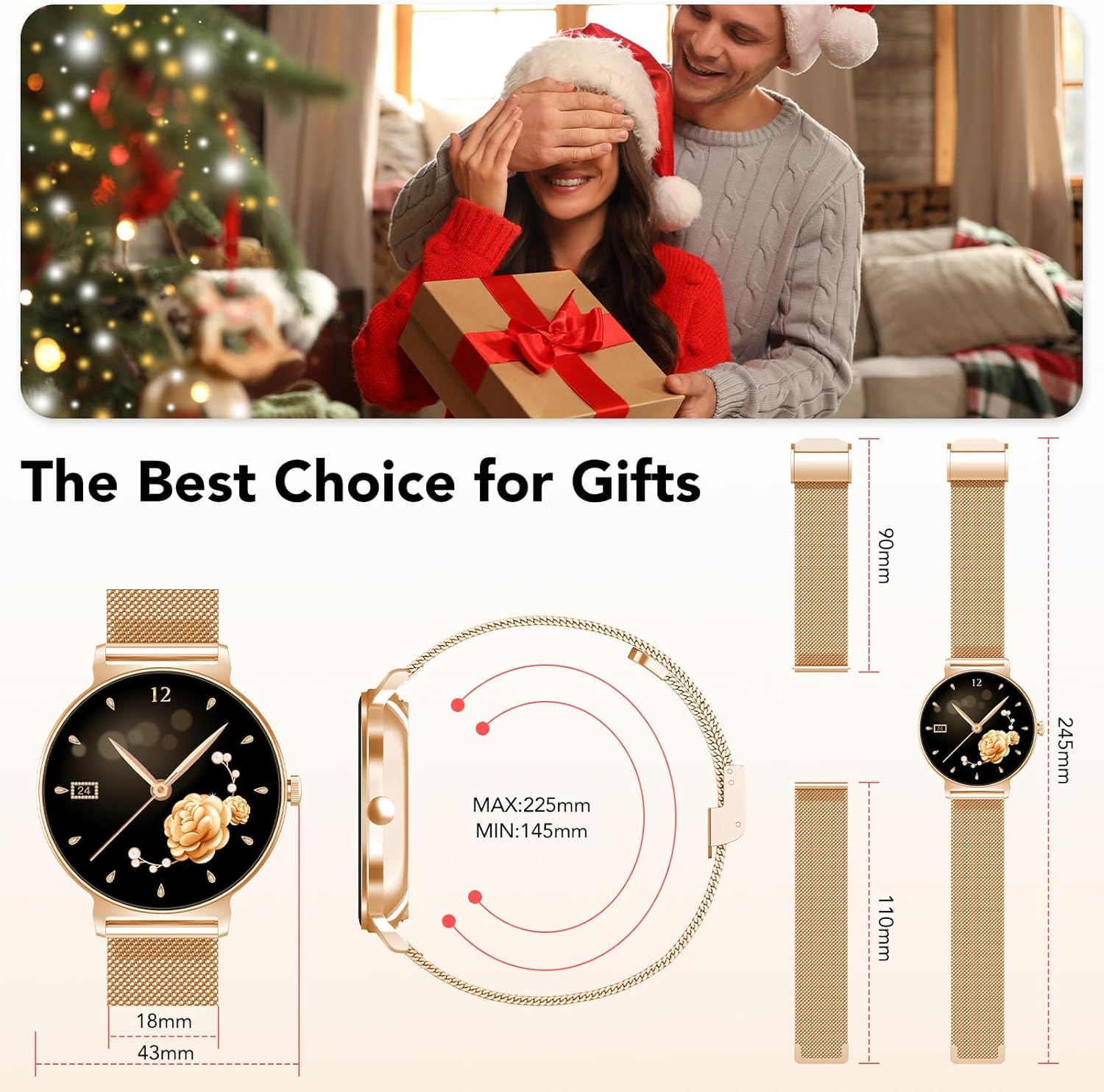 Thumbnail 6 de Taopodo Smartwatch Damen mit Telefonfunktion – JX523, 1,27-Zoll AMOLED, IP68, 120+ Sportmodi, Roségold