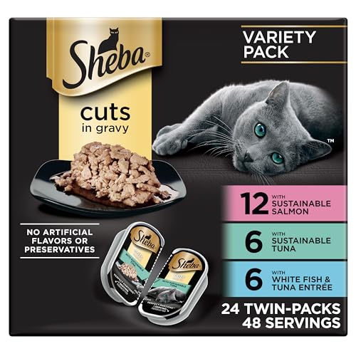 Detalle de Sheba Perfect Portions Cuts in Gravy Wet Cat Food — Seafood Multipack (2.6 oz, 24 ct)