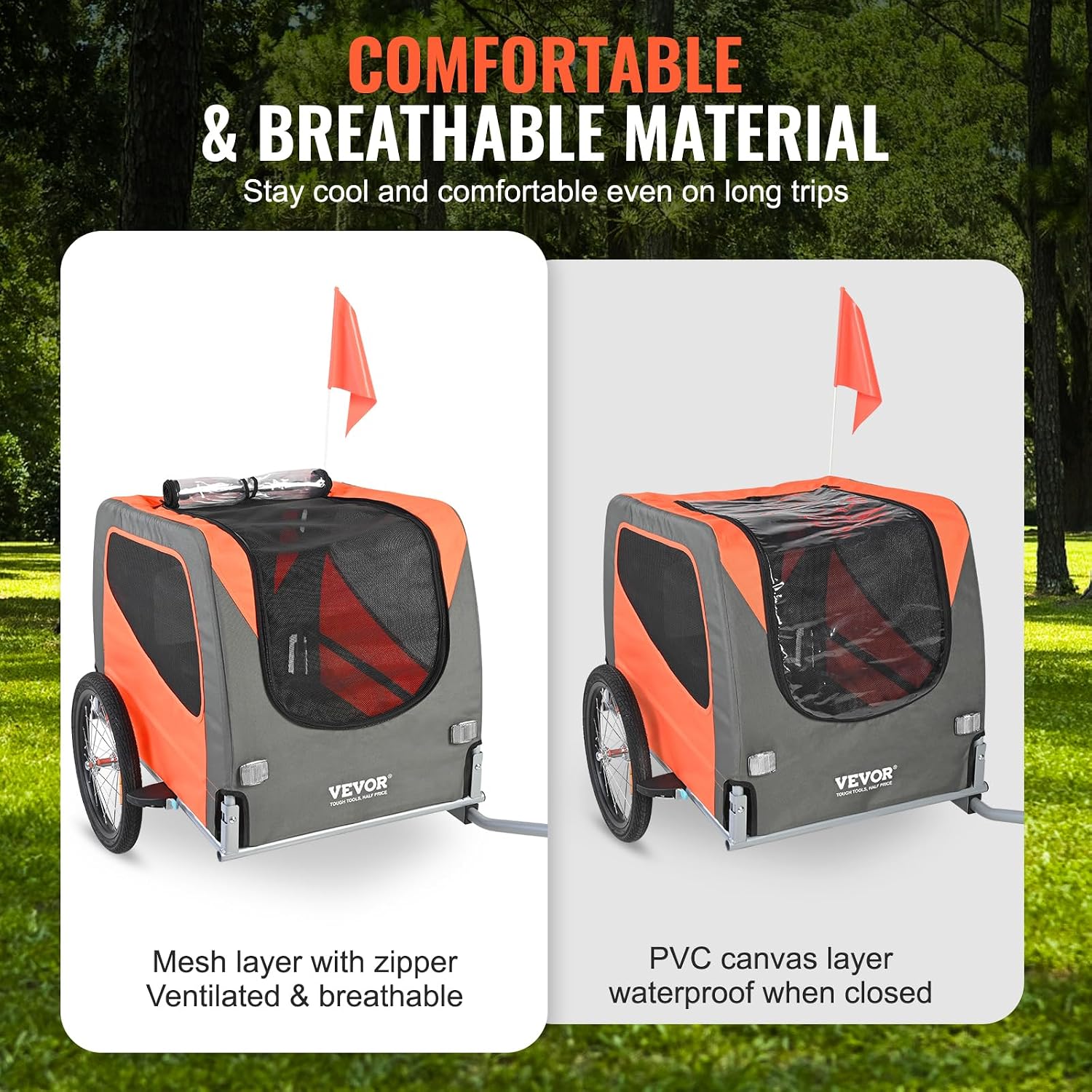 Detalle 2 de VEVOR Rimorchio bici per cani 30 kg