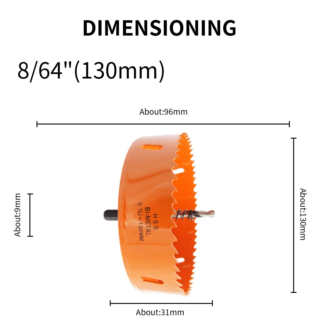 Detalle de LAIWEI 130mm Hole Saw Set with Drill and Hex Key for Wood, PVC and More