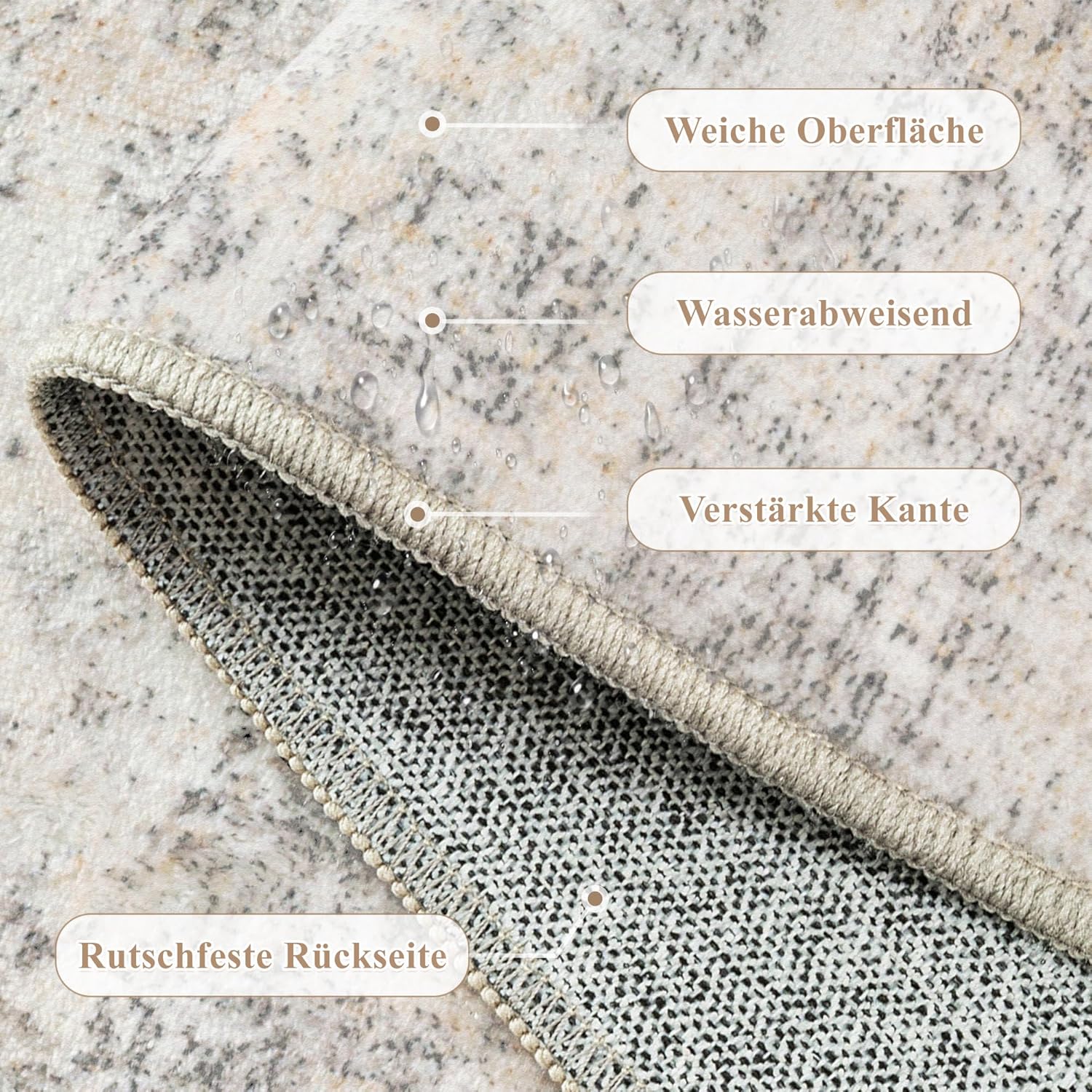 Thumbnail 4 de HUGEAR Waschbarer Teppich 240x300 Beige Grau