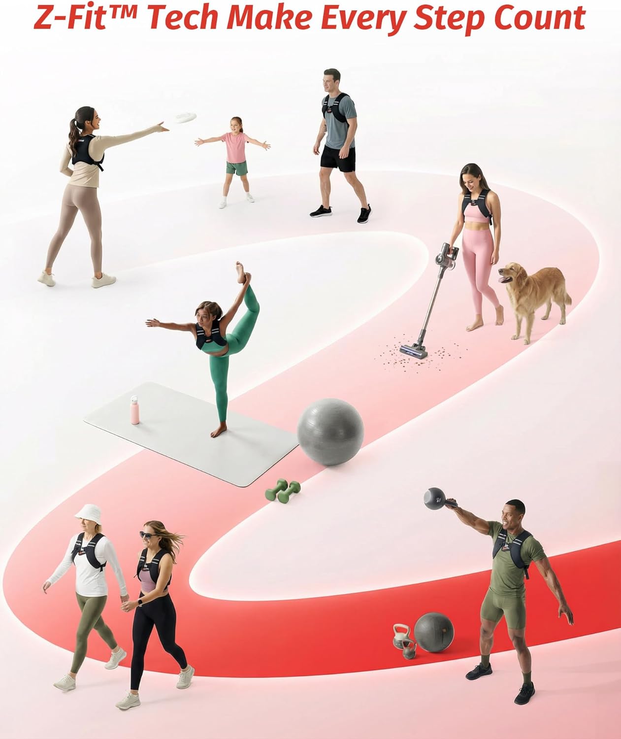 Thumbnail 1 de ZELUS Z-Fit Weighted Vest (Washable Soft Iron) for Women & Men, 5/10/15 lb with Reflective Strips