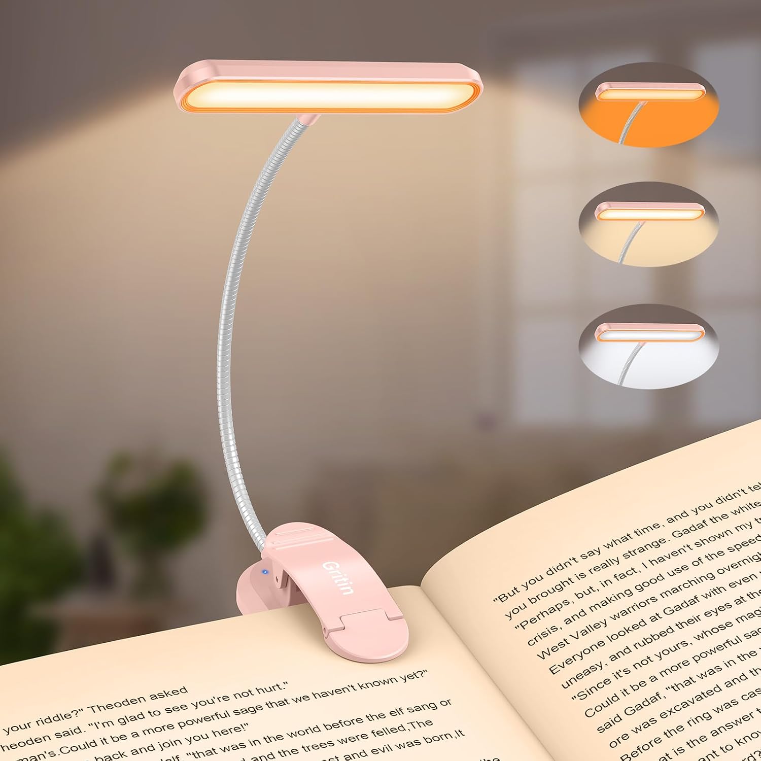 Detalle de Gritin G1321- leeslamp met clip, 19 leds, 3 lichtkleuren en 5 helderheidsstanden