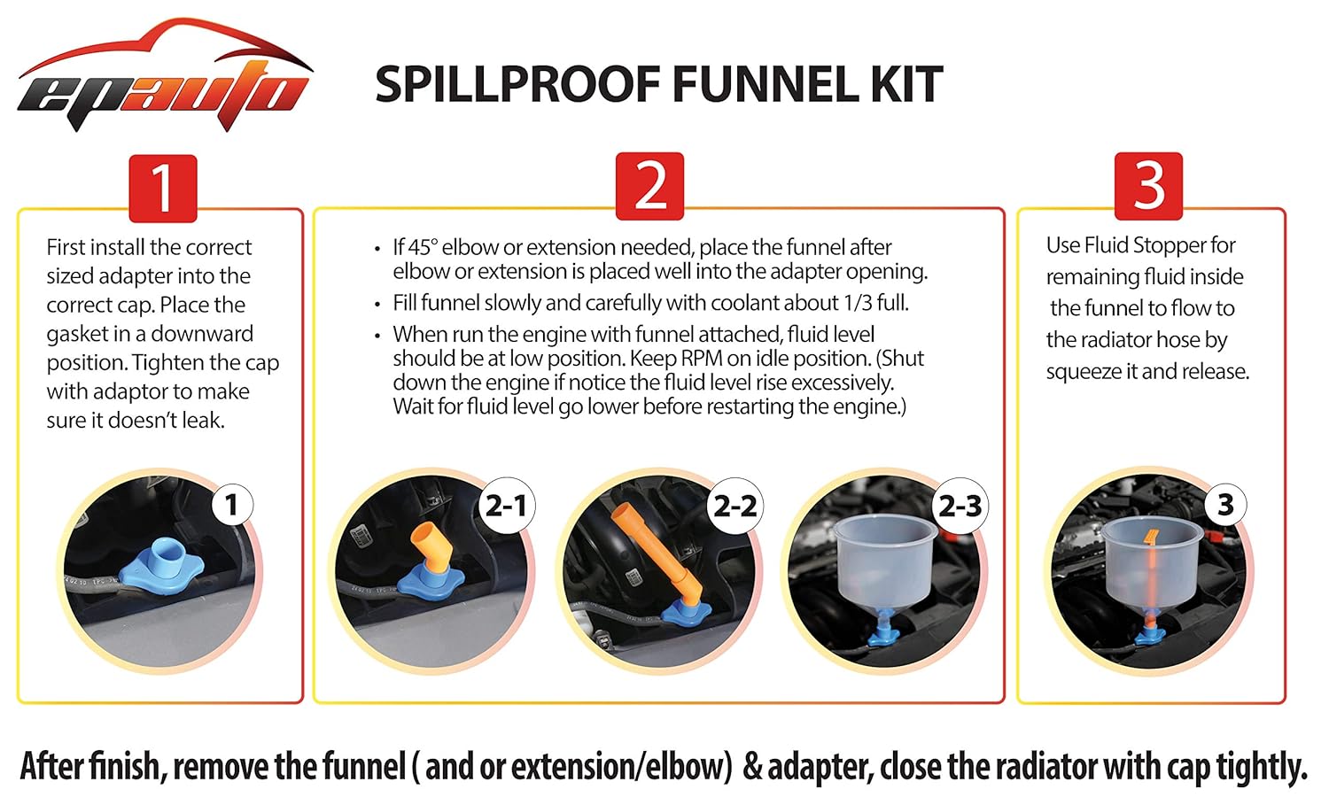 Detalle de EPAuto Radiator Funnel Kit 5"