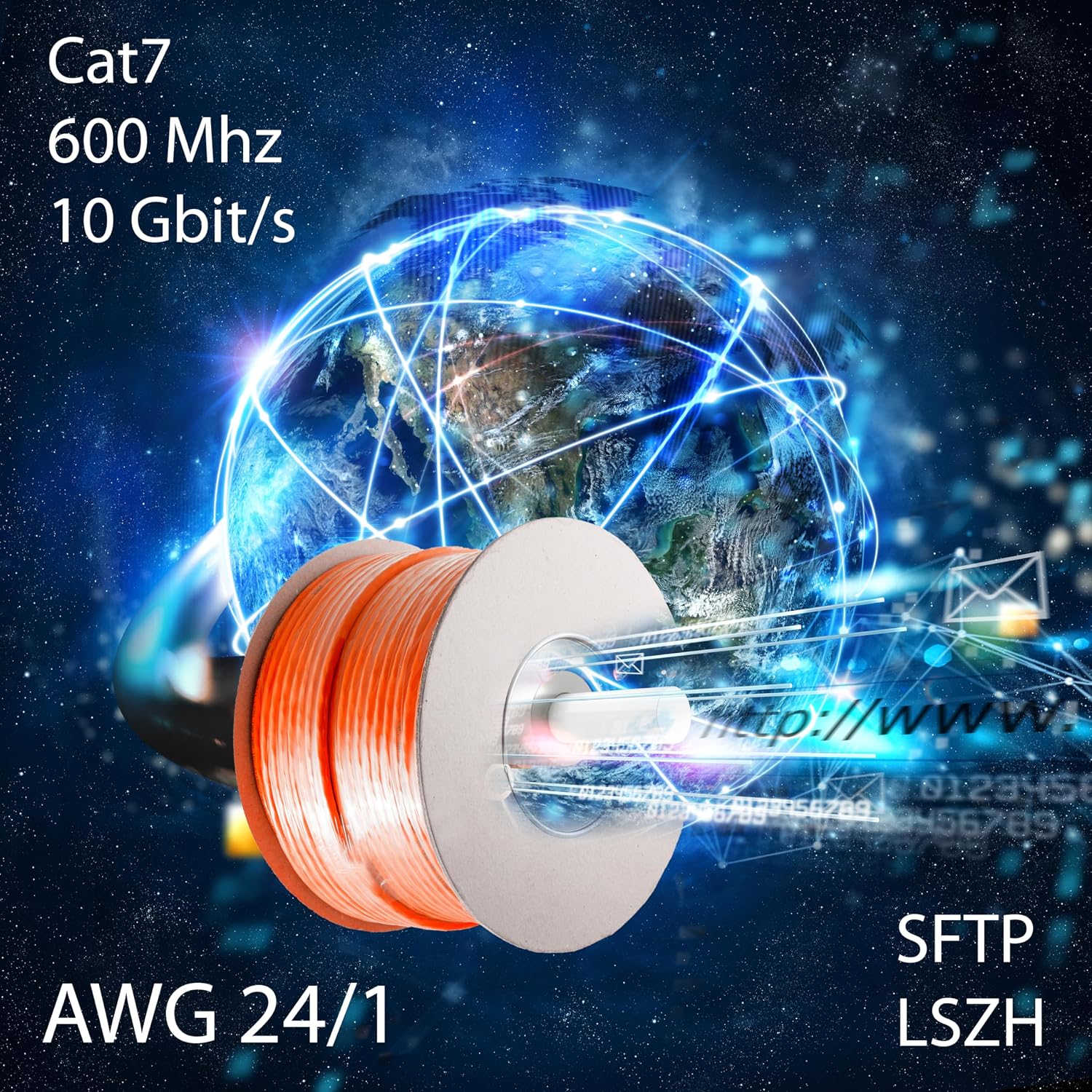 Thumbnail 3 de 1aTTack.de Cat7 kabel instalacyjny 25 m S/FTP, miedziany, pomarańczowy