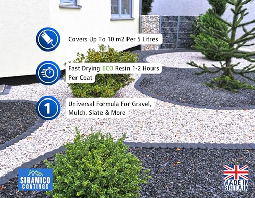 Detalle de GRAVELHOLD Pour On ECO Resin™ Glue by Siramico Coatings (5L): Water-based Binder for Gravel, Mulch and Garden Borders