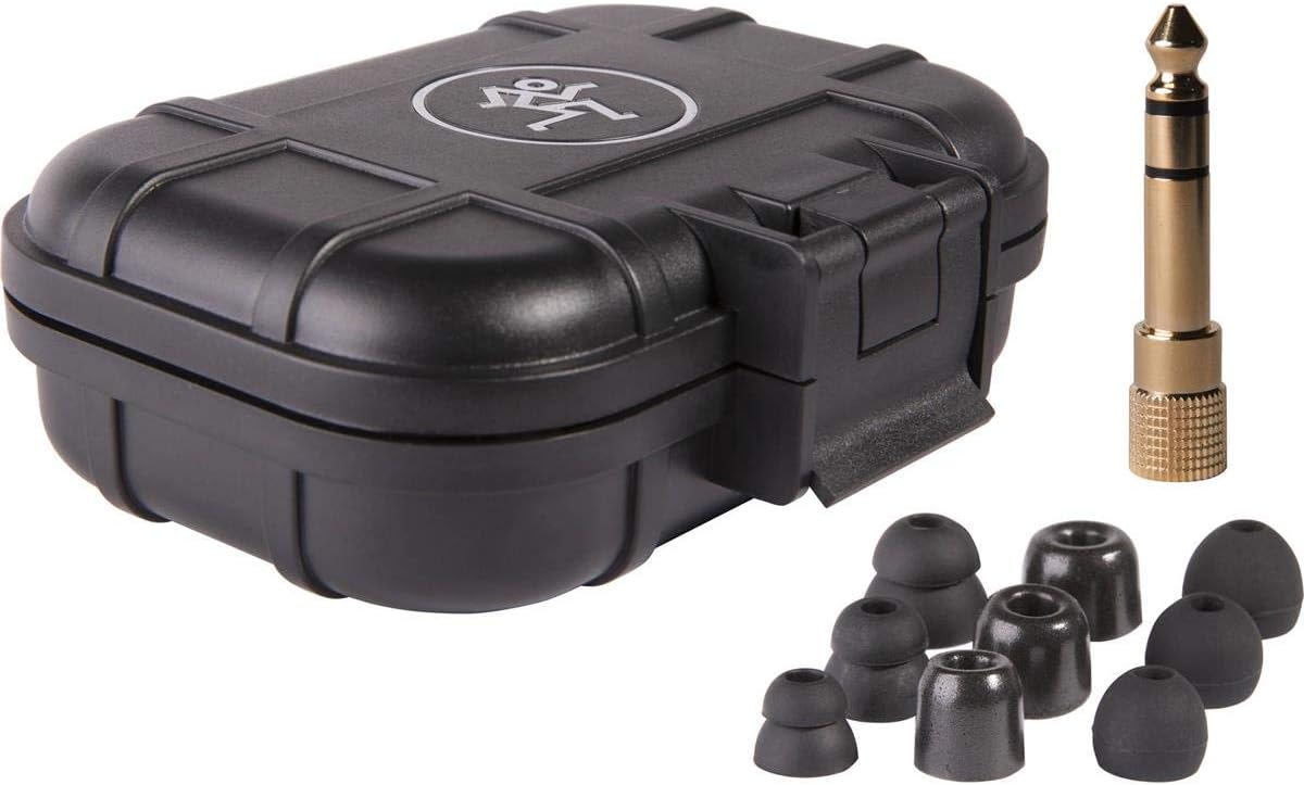 Detalle de Mackie MP-220 in-ear-hörlurar med dubbla dynamiska element och ljudisolering