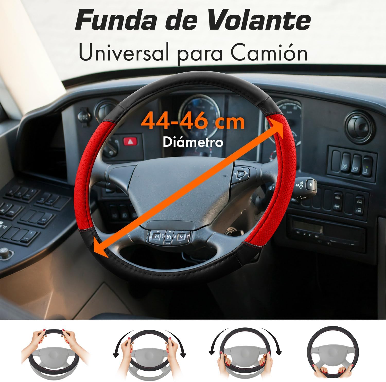Detalle 2 de Upgrade4cars Funda Volante 44-46 cm negro rojo