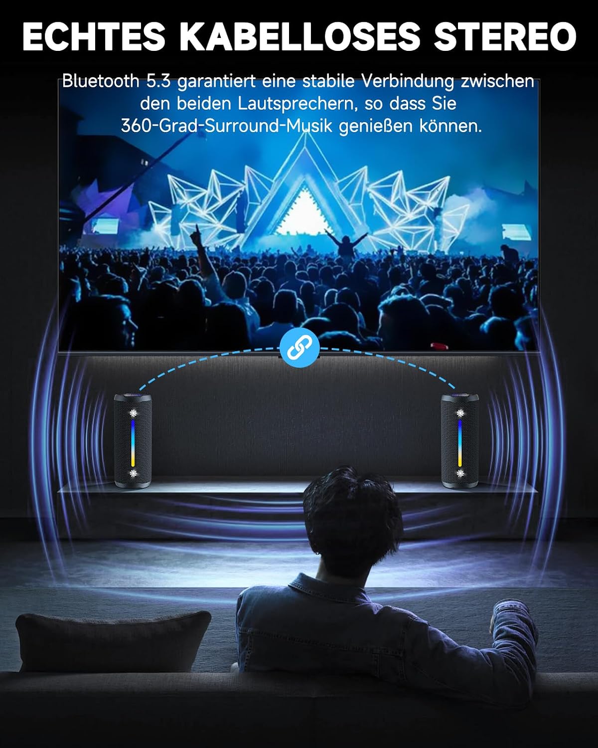 Thumbnail 6 de OHAYO HiFi Bluetooth Lautsprecher mit LED Licht – 35W, IPX7, 24 Stunden Laufzeit