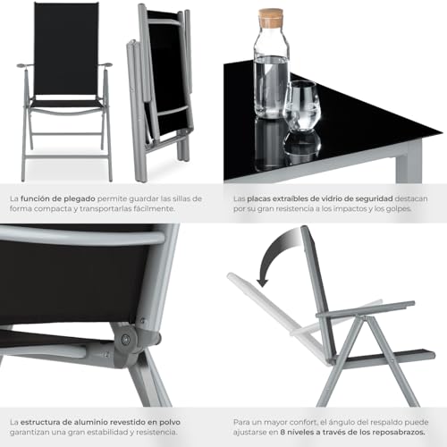 Detalle 2 de TecTake® Conjunto Muebles Jardín 9 Piezas ☀️ Resistente y Plegable