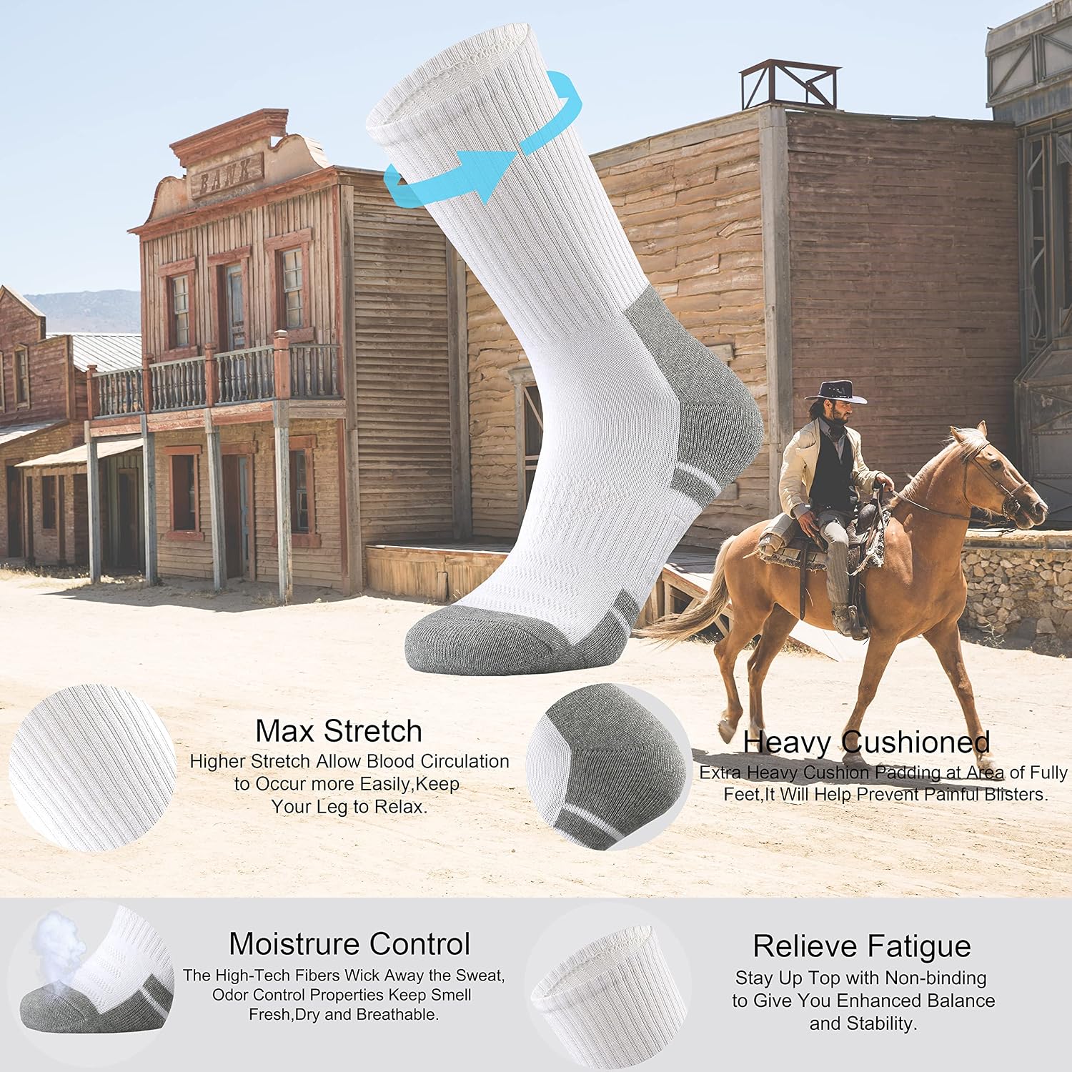 Thumbnail 1 de Ortis Men’s Cotton Cushion Crew Socks (Moisture Wicking, Breathable, Thick Warm)
