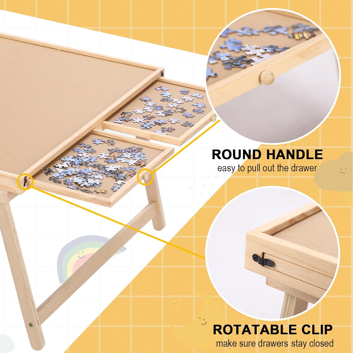 Detalle de Yacona Puzzle Board 1500 Pieces: Folding Table with Drawers & Cover