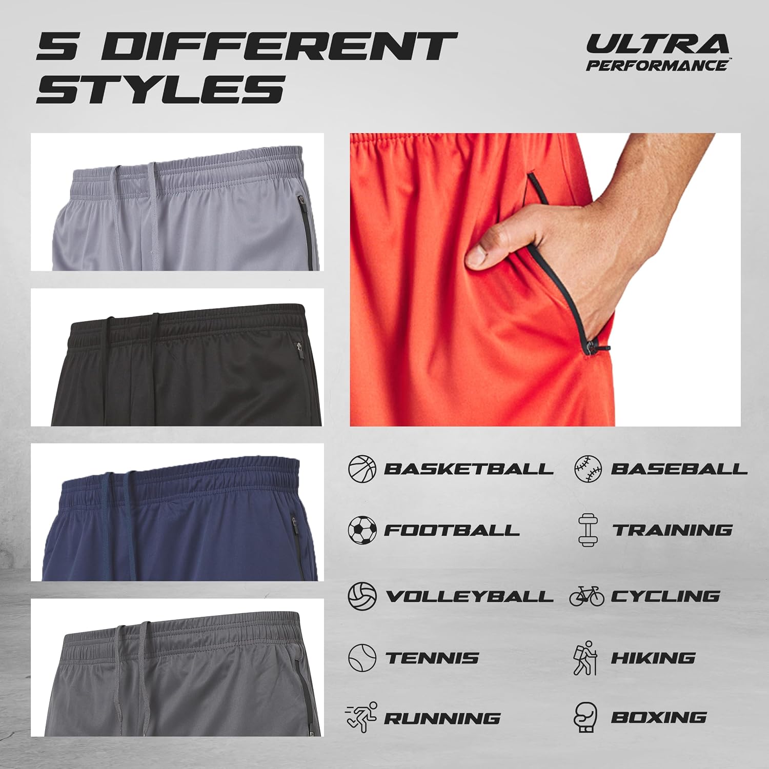 Detalle 1 de Ultra Performance Men's 5 Pack Running Shorts