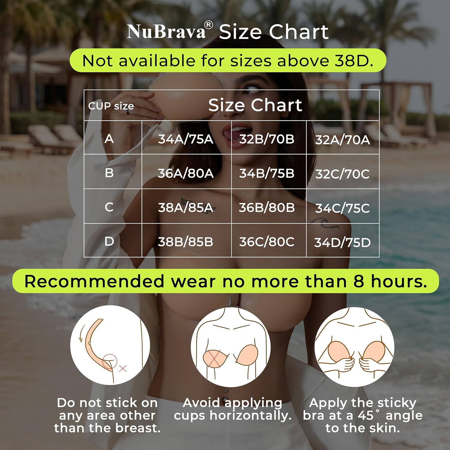 Detalle 2 de NuBrava Adhesive Silicone Bra, Strapless Push-Up for Backless Dresses