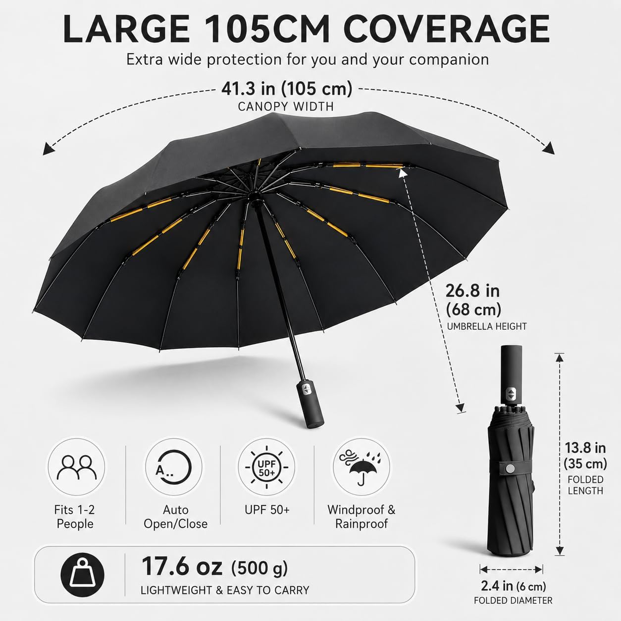 Detalle 2 de Exquisgoods 24K Windproof Travel Umbrella 24 ribs