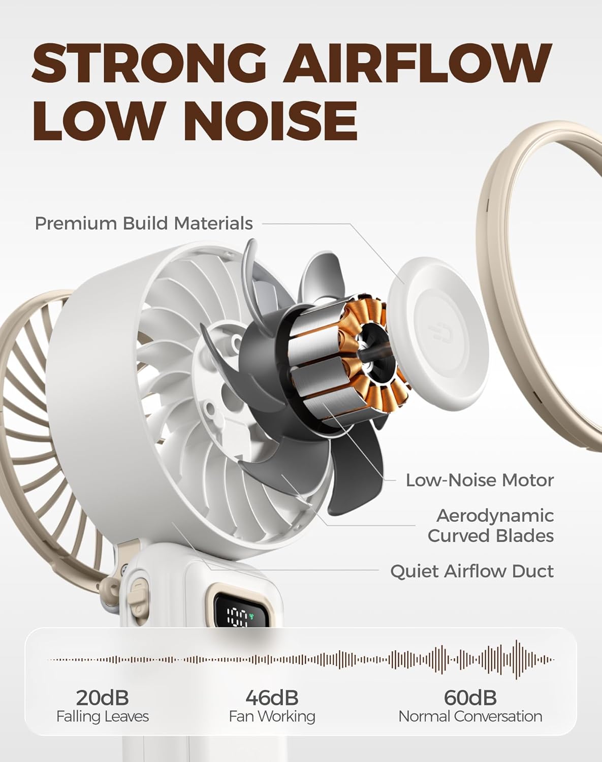 Thumbnail 5 de Diveblues Handheld Turbo Fan: 1–100 Speed, USB-C Rechargeable, 4-in-1 Portable Cooling
