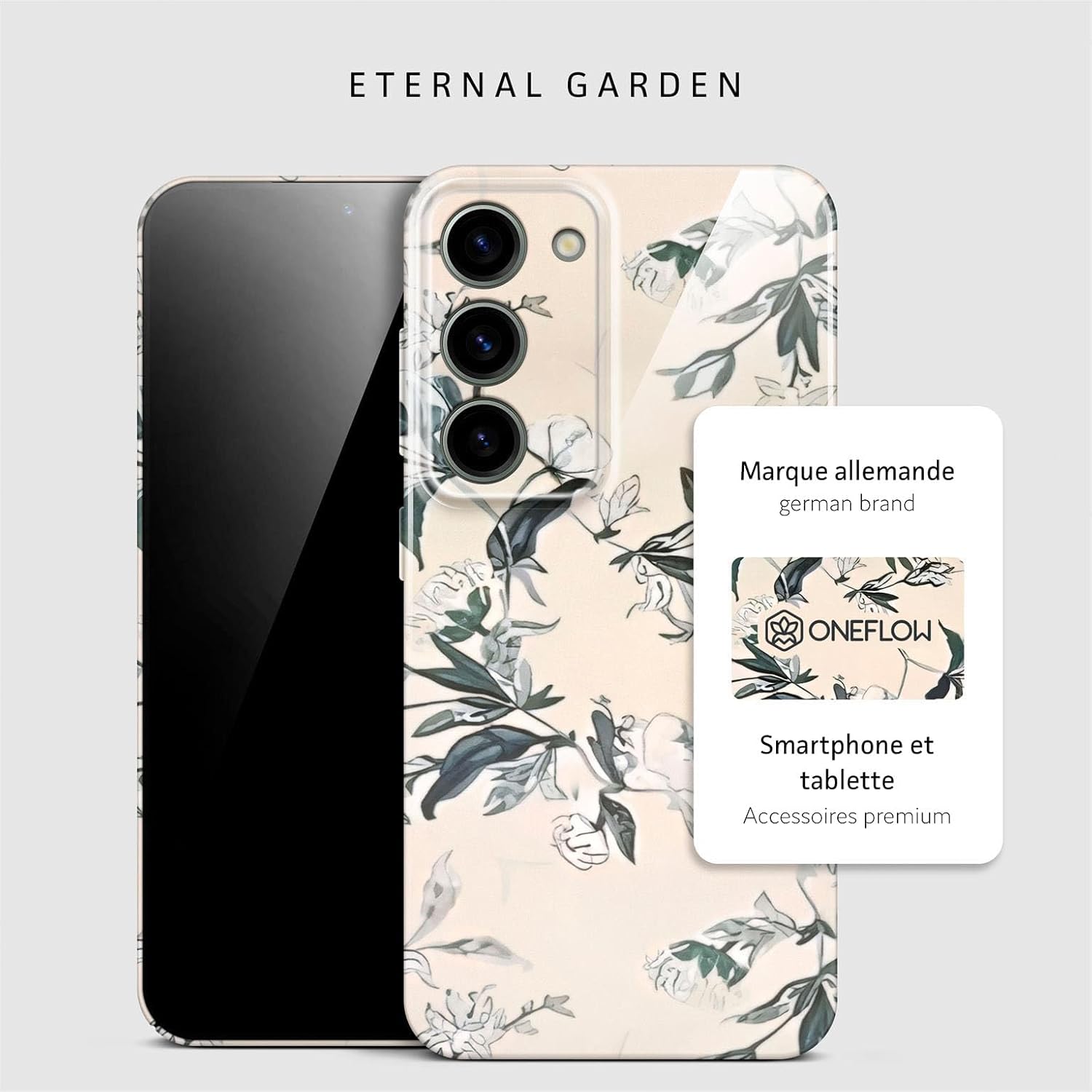 Thumbnail 3 de ONEFLOW Coque de protection rigide fine pour Samsung Galaxy S23 – motif floral, beige crème