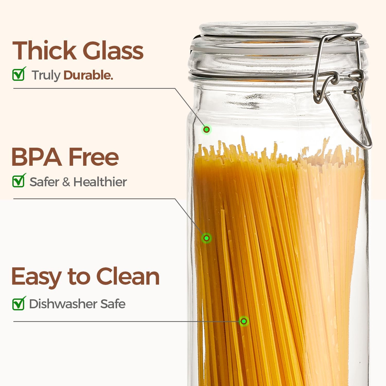 Detalle 2 de ComSaf Airtight Glass Jars 0.5 Gallon ๐ถ
