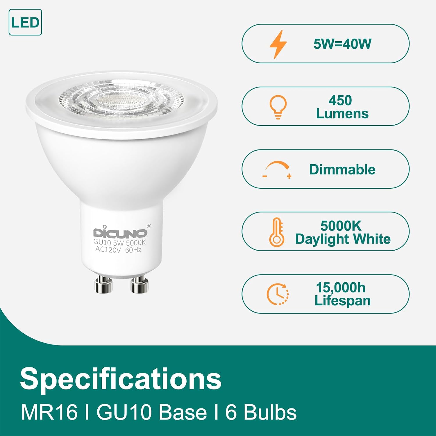 Thumbnail 6 de DiCUNO GU10 LED spotlight bulbs 5W
