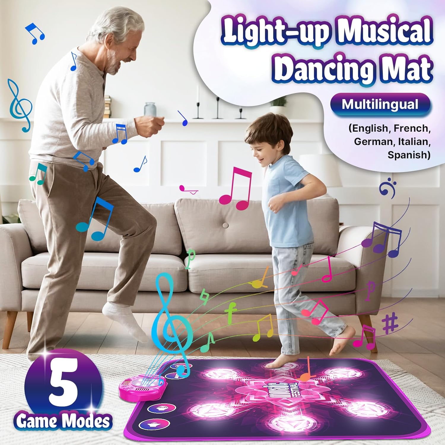 Thumbnail 2 de LEAPRCSTORE Light-Up Dance Mat Toys for Kids (6 arrows, 5 game modes)