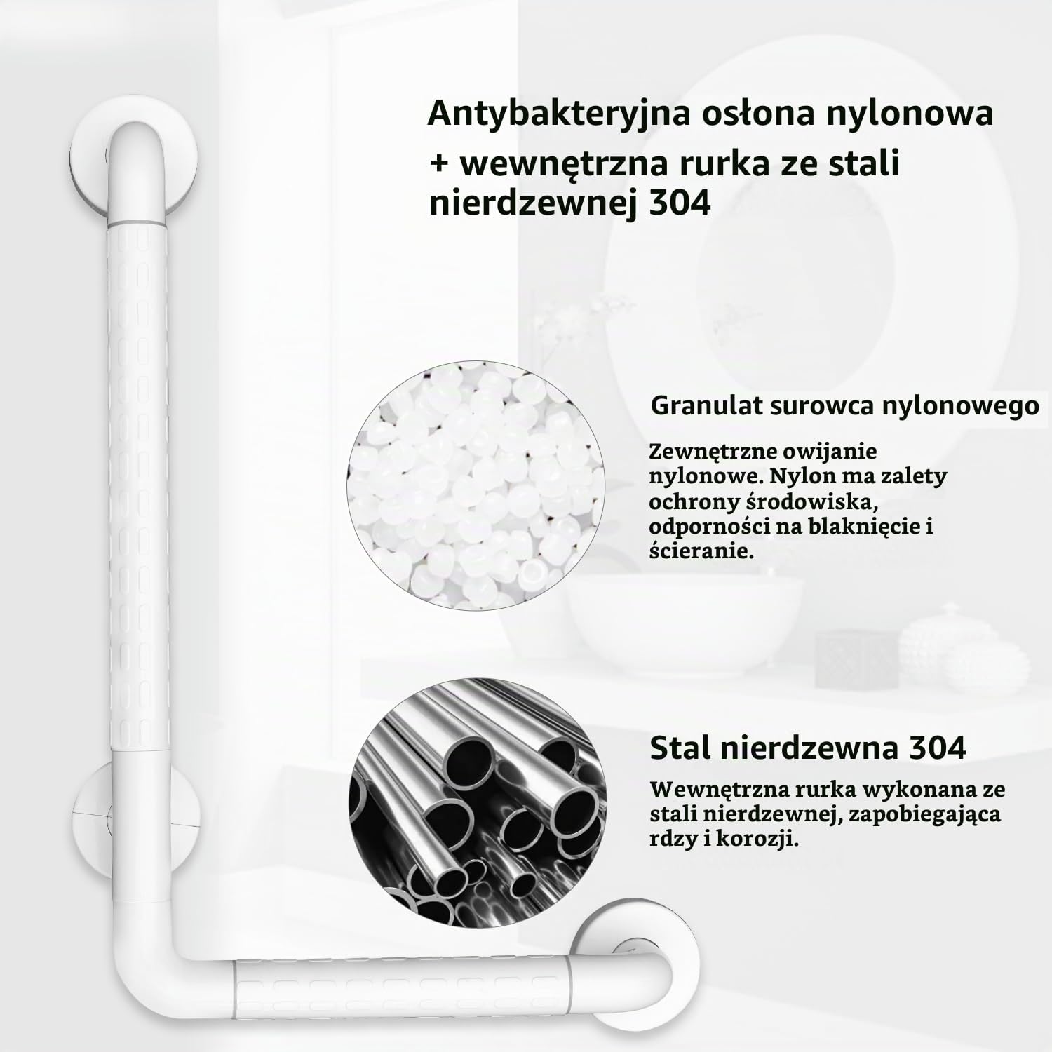 Thumbnail 1 de HooJtny HooJtny-Handle – antypoślizgowa poręcz łazienkowa 60 × 40 cm