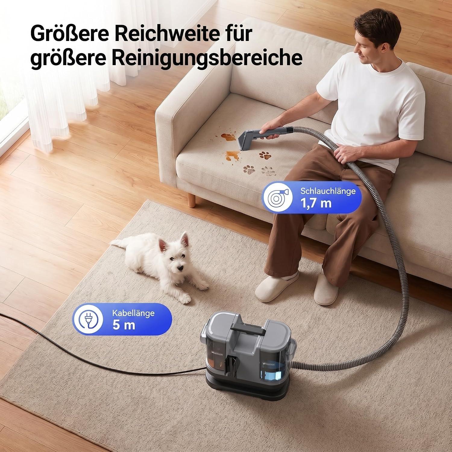 Thumbnail 3 de Lubluelu Upgrade Nasssauger Polsterreiniger – 600 W, 22 kPa Tiefenreinigung