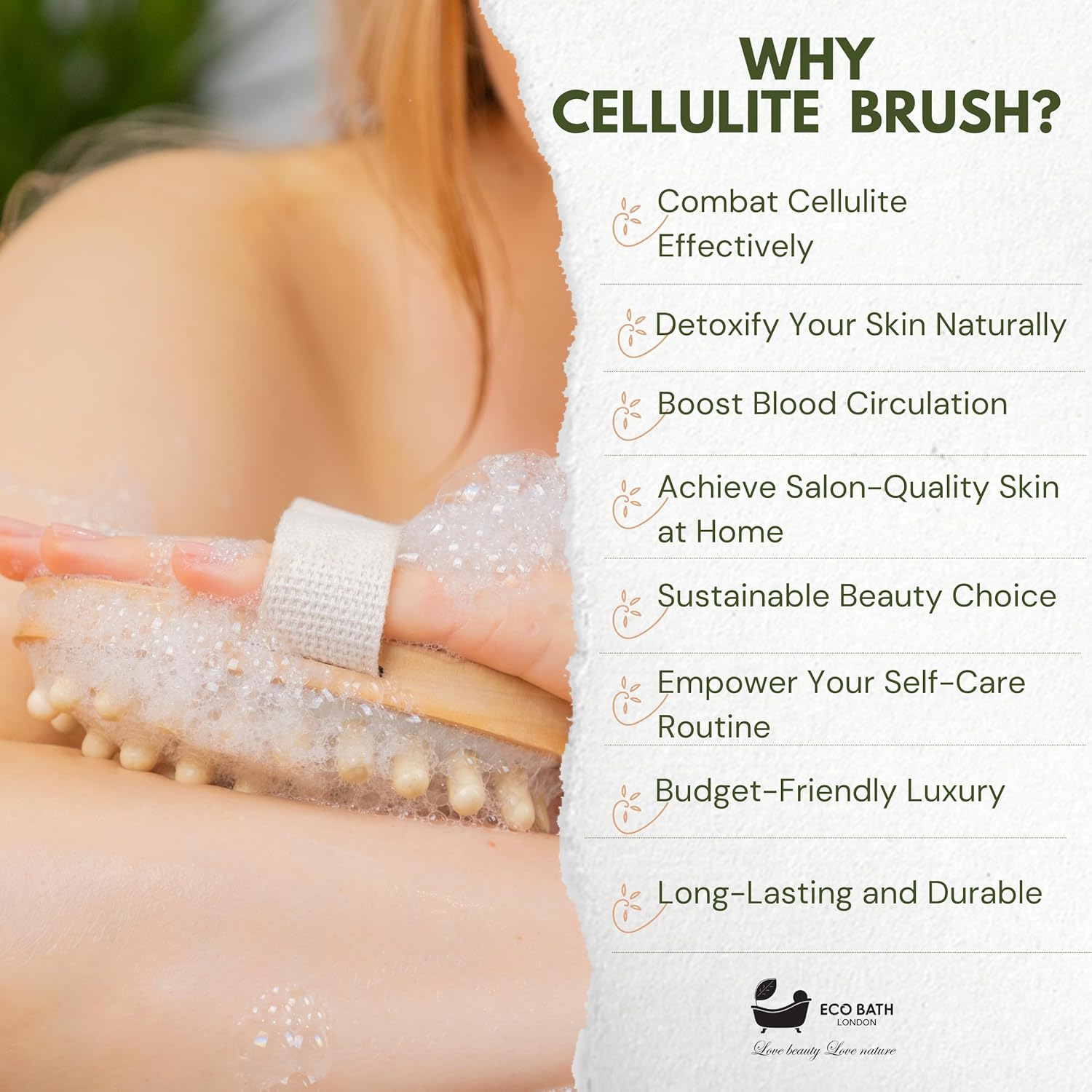 Detalle de Eco Bath Cellulite Hand Brush spazzola da bagno in legno di faggio
