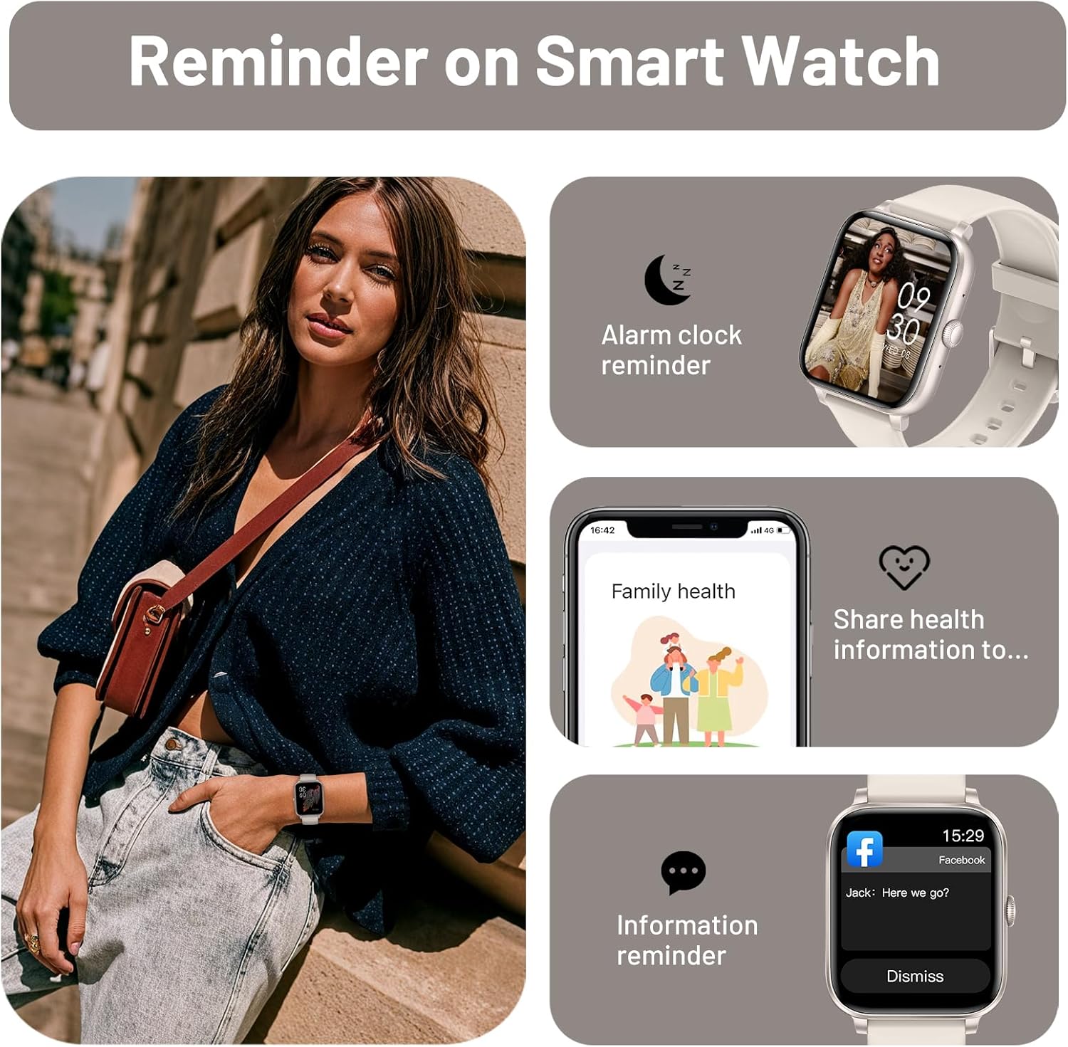 Thumbnail 5 de Smart Watch for Men & Women: 1.83" HD Touchscreen, 123+ Sports, Bluetooth Calling, IP67 Waterproof
