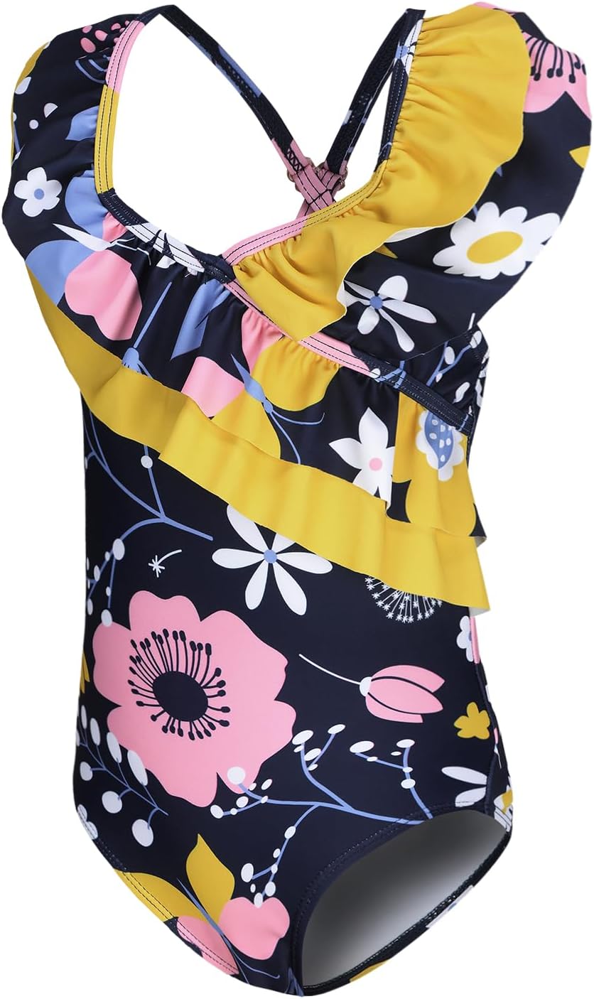 Thumbnail 6 de Aisyee Mädchen Badeanzug Kinder einteilig mit Rüschen & floralem Muster (3–16 Jahre)