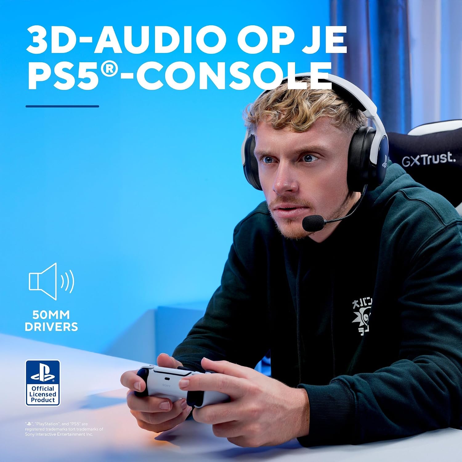 Detalle 2 de GXTrust GXT 499BW Forta draadloze PS5-headset met 50mm-drivers en 55 uur
